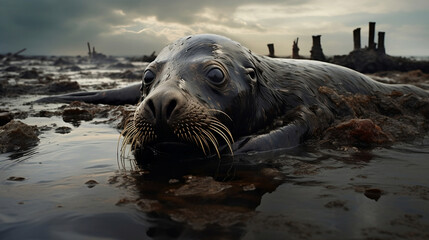 Urgent Environmental Call: Heartbreaking Wildlife, Oil Spill Impact. Generative AI