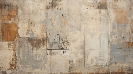 Old brown gray rusty vintage worn shabby patchwork motif wall texture.