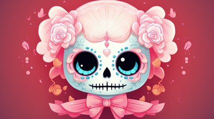 adorable friendly calavera (sugar skull) for the dia de los muertos (Day of the dead) holiday