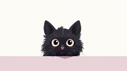 cute illustration of an adorable black cat feline