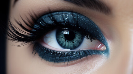 Beautiful female eye with dark gothic makeup.