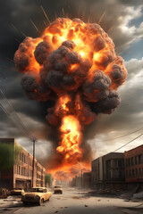 nuclear explosion in the city, post-apocalypse
