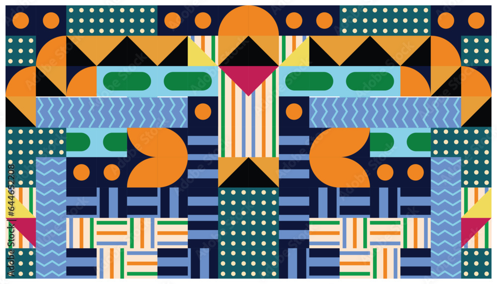 Poster seamless african pattern with geometric elements in retro memphis style. tribal vector ornament. eth