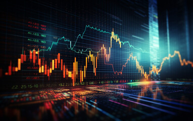Stock market and trading, digital graph
