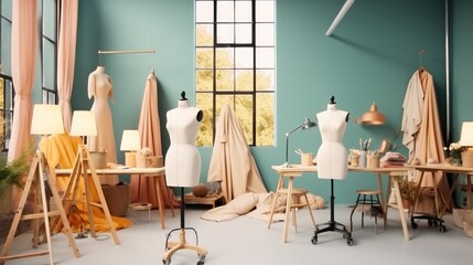 A tools and equipment of the fashion design in workshop.