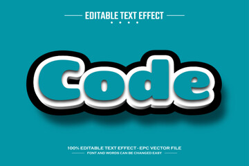 Code 3D editable text effect template