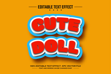 Cute doll 3D editable text effect template