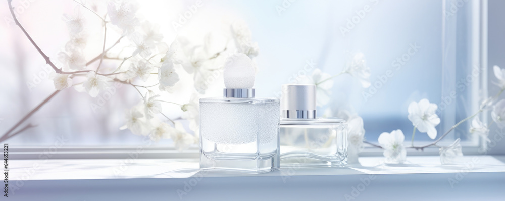 Poster a minimalistic, winterinspired background in crisp white, illuminated by a soft, diffused light filt