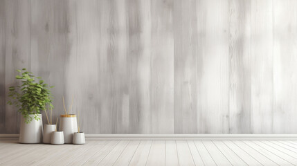  A muted gray wood background, worn with age, brings elegance to any product presentation. Sunlight filtering through wispy clouds outside casts delicate shadows, evoking