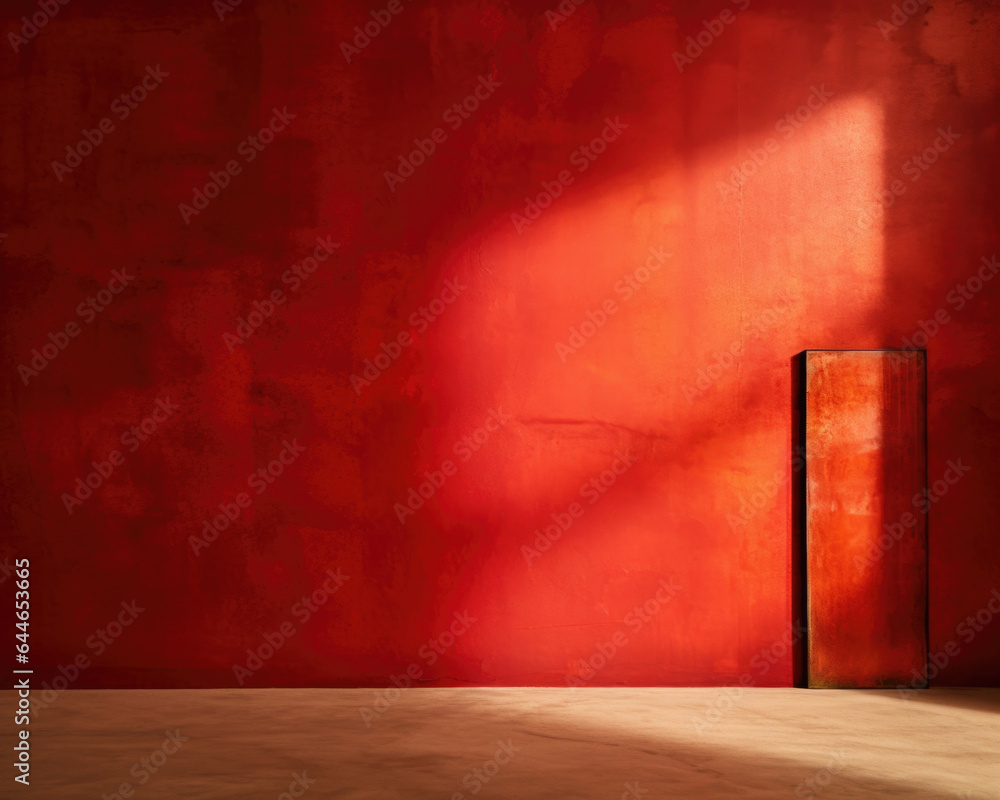 Aufkleber a vibrant crimson gentle light background is bathed in warm sunlight streaming through a rusty steel