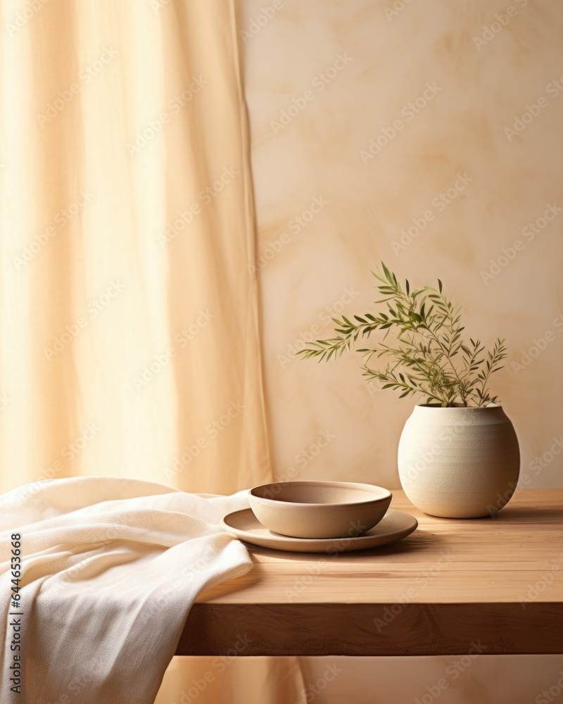 Poster an abstract background with a minimalist aesthetic, presenting a gentle and warm light filtering thr