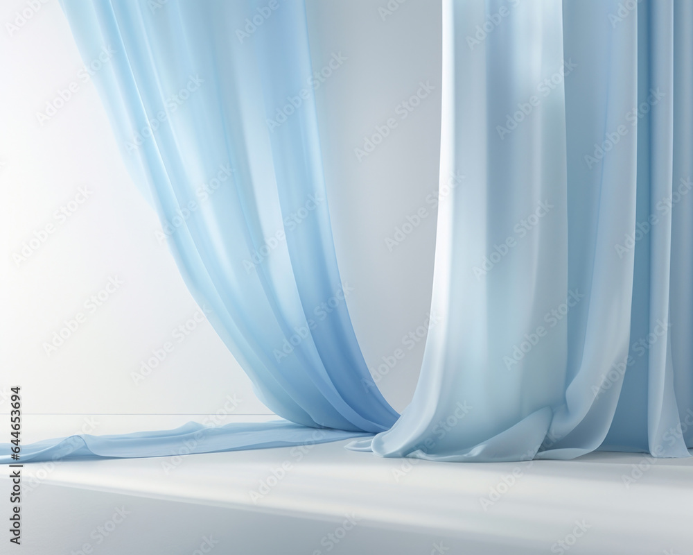 Poster a serene scene capturing a minimalistic abstract background featuring a gradient of cool blue tones.