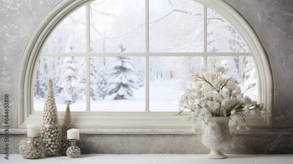 Poster an enchanting stone background reminiscent of a snowy, winter landscape. the soft daylight filters t
