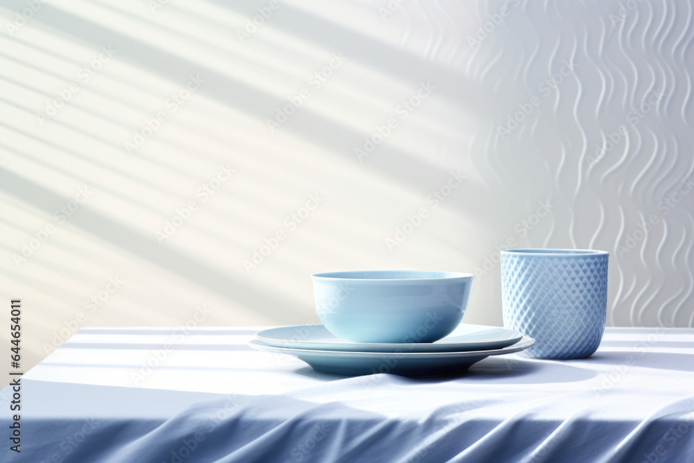 Poster a refreshing scene featuring a minimalistic abstract background with a cool, blue light. soft natura