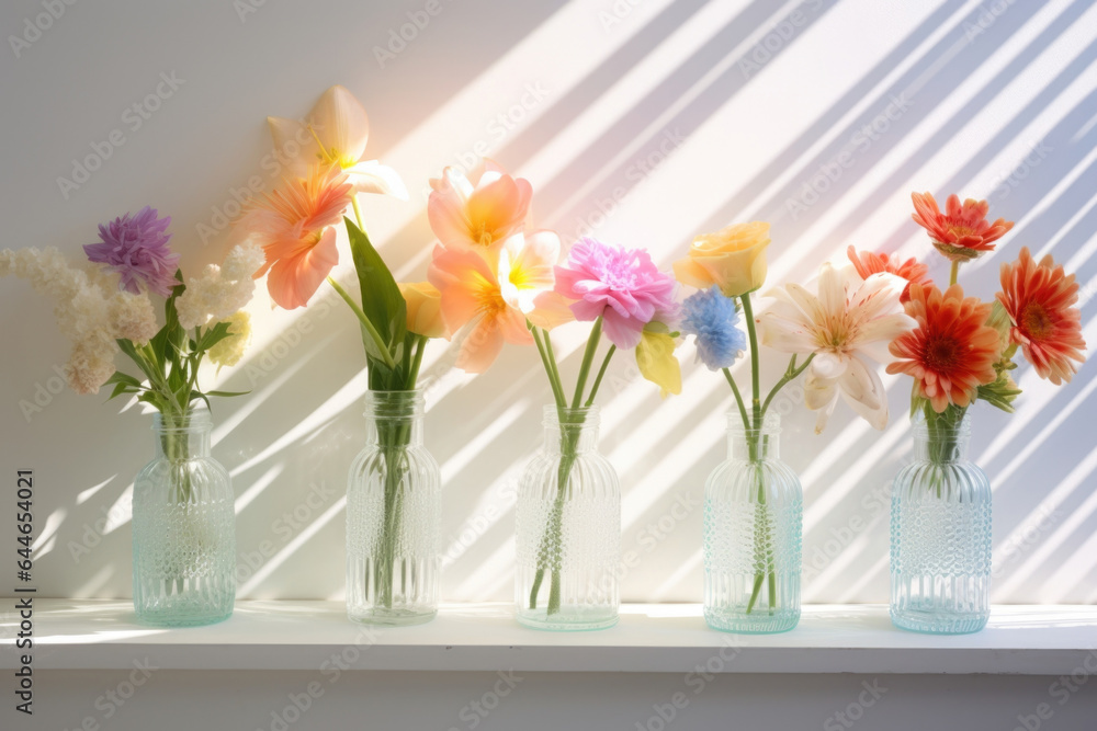 Poster a refreshing and vibrant springtime composition featuring a clean and crisp white background. soft, 