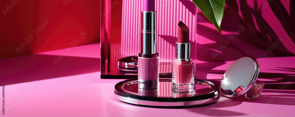 Poster a bold and energetic composition showcasing a vibrant magenta background with a velvety, textured su