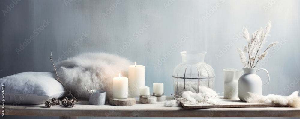 Aufkleber a serene and snowy scene depicting a minimalistic abstract background in cool, wintery tones. the so