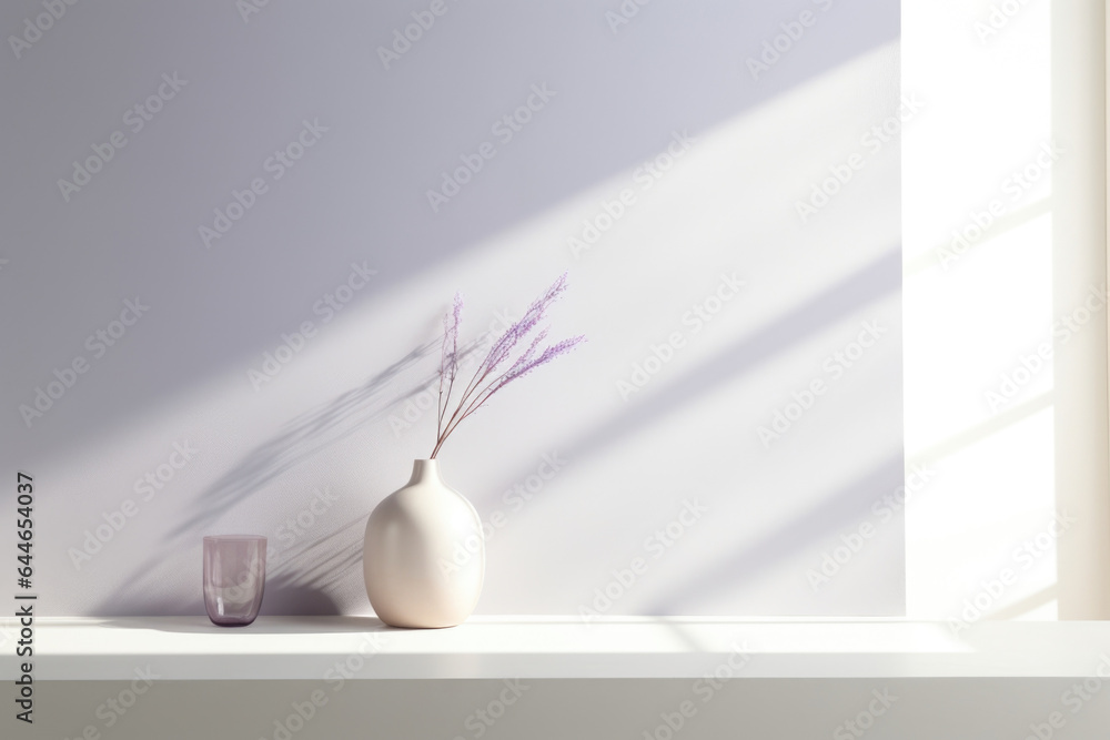 Poster a tranquil scene featuring a minimalistic abstract background flooded with serene light streaming th