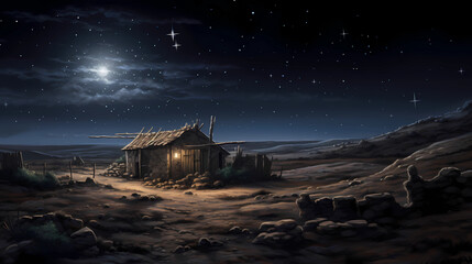 Christian Religious Christmas story Jesus born in Bethlehem Barn