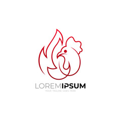 Obraz premium Chicken logo with red color, design template