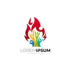 Family logo and fire design combination, colorful