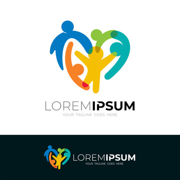 Social logos and charity for children, Education logo with love design, Donation logo