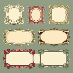vintage classic label stickers frame set