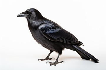Close-up studio portrait of American Crow Corvus brachyrhynchos. Blank for design