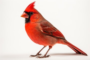 Close-up studio portrait of Northern Cardinal Cardinalis bird. Blank for design