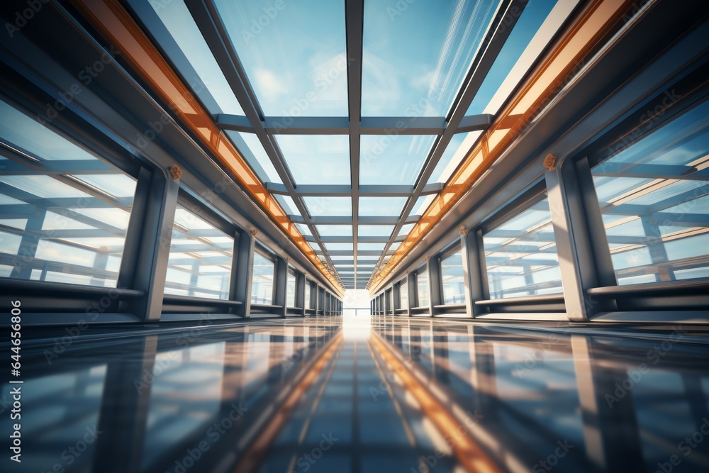 Poster abstract backdrop of modern glass and steel architecture. background with selective focus and copy s