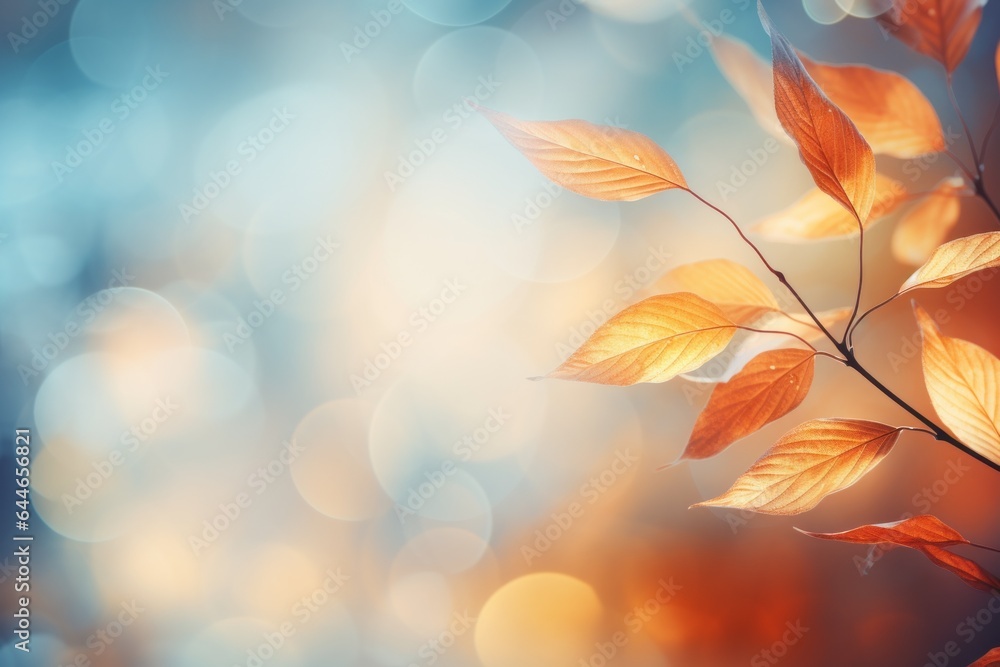 Poster autumn leaves on a branch. background with selective focus and copy space