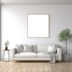 modern minimalist living room with frame for decoration or mockups (ai generated)