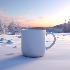 white cup on the snow (ai generated)