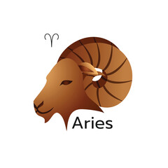 Aries zodiac sign logo icon isolated horoscope symbol vector illustration
