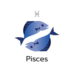 Pisces zodiac sign logo icon isolated horoscope symbol vector illustration