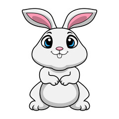 Cute white rabbit cartoon standing