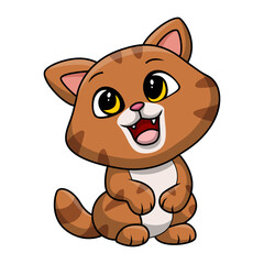 Cute cat cartoon on white background