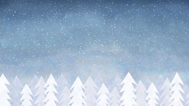 Christmas background with snow and pine tree