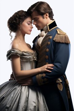Historical and royal couple on white background