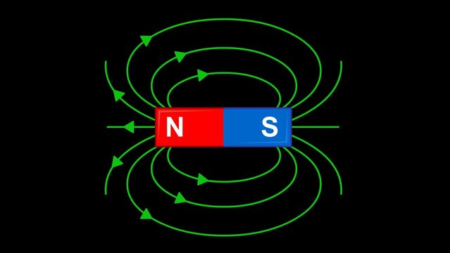 video graphic animation of magnetic field, on a transparent background with zero alpha channel