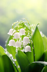 Blooming Lily of the valley flower. 
