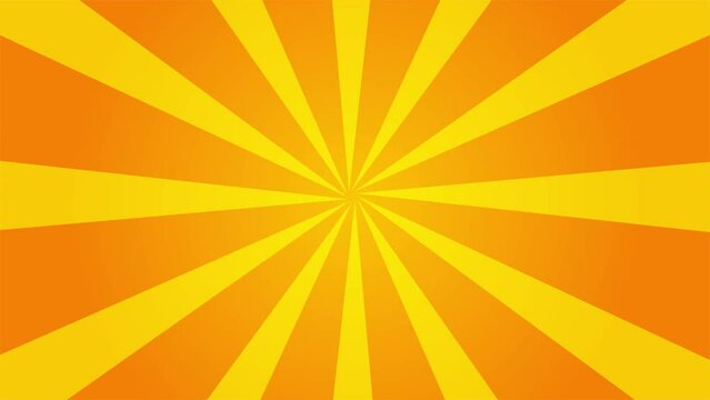 Animated comic cartoon background, with rotating ornaments. Comic orange background with copy space area.