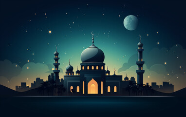 Fototapeta na wymiar Flat ramadan kareem illustration