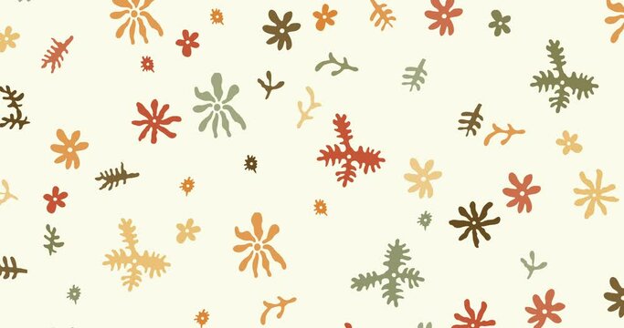 4k retro floral seamless loop animation background.  vintage 70s style flower background motion graphics