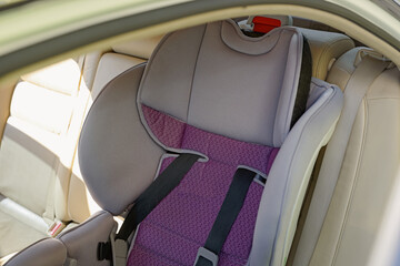 Empty modern child safety seat inside car