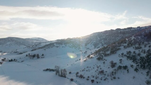 snow covered mountains