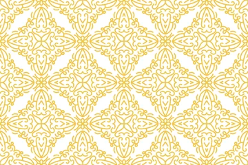 Kussenhoes oriental pattern. White and gold background with Arabic ornament. Pattern, background and wallpaper for your design. Textile ornament. Vector illustration. © Ahmad Taufiq