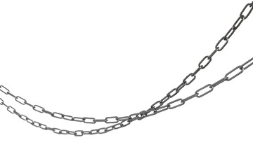 Two common metal chains isolated on white