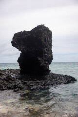 igneous rock standing on fiji beach