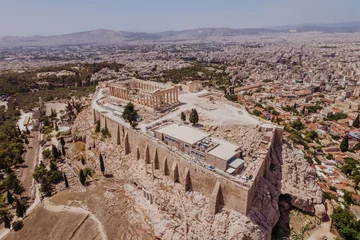 Foto op Aluminium Aerial view of the Acropolis and the Parthenon, in Athens, Greece. © Brastock Images